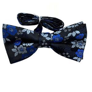 Floral Black and Blue Bow Tie
